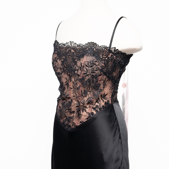 House of CB. Nikita - Black Satin and Lace Corset Dress. - Picture 9 of 13